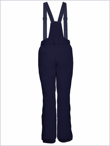 Womens insulated ski pants with braces - black-blue