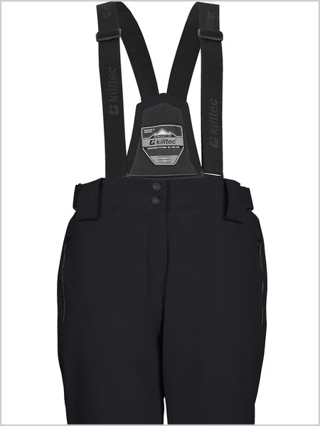 Womens insulated ski pants with braces - black (larger sizes)