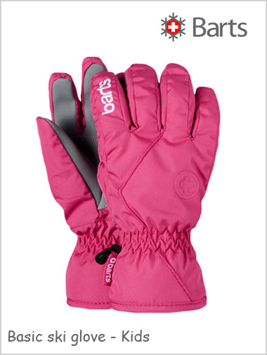 Child - junior: Basic ski gloves Kids - fuchsia (ages 8 - 12)