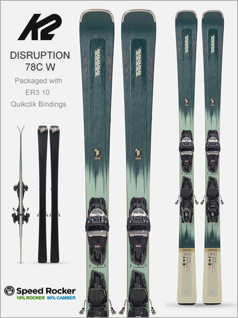 Disruption 78C W skis and Marker ER3 10 Compact Quikclik binding