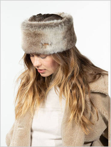 Faux Fur Headband - Heather Brown