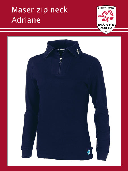 Maser Womens Adriane zip neck top - Navy (only UK 18 now)