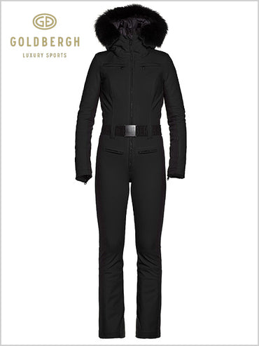 Parry faux fur one-piece suit - black