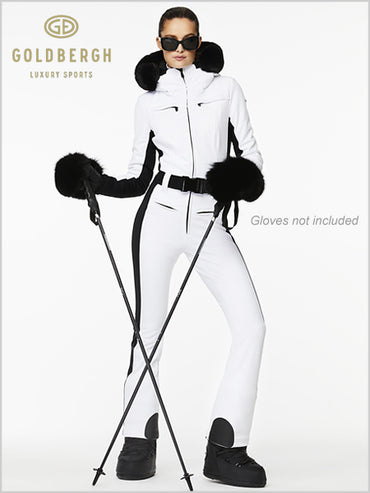 Parry faux fur one-piece suit - white