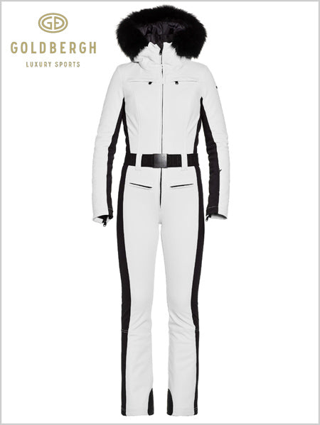 Parry faux fur one-piece suit - white