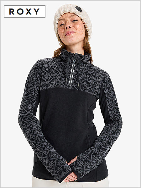 Roxy Sayna half zip fleece - True Black Roxygram Tonal