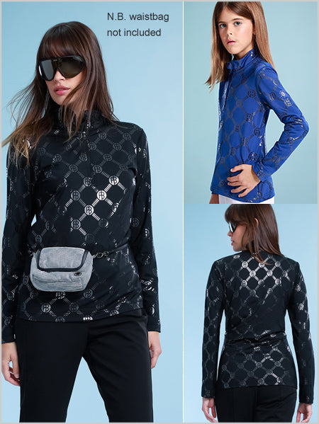 Poivre Blanc stretch ski top - Monogram blue