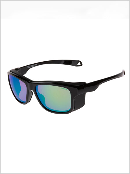 Whitepass II sunglasses - Black +Green mirror Sintrast lens