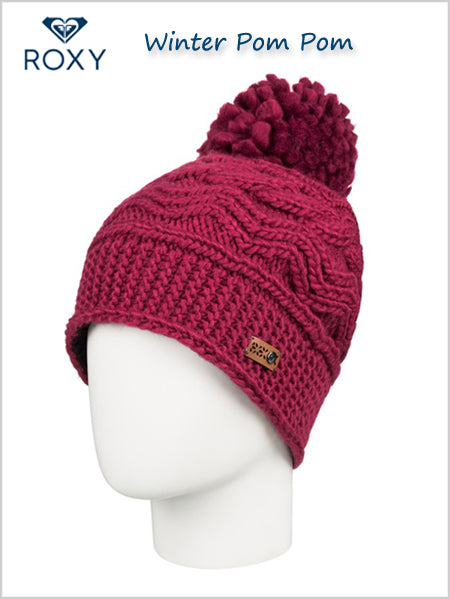 Winter Pom pom Beanie - Beet red