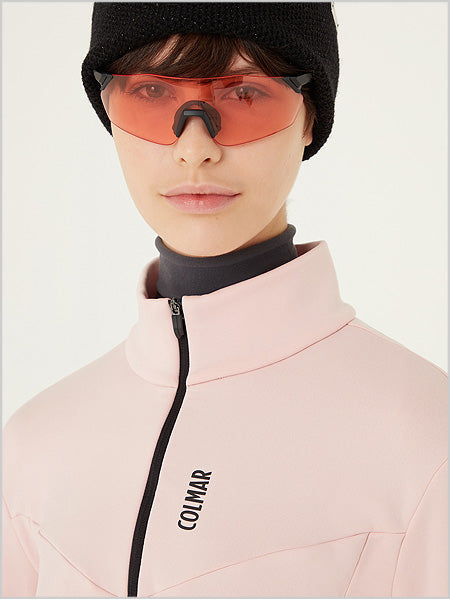 Womens half zip sweatshirt - Pale Rose