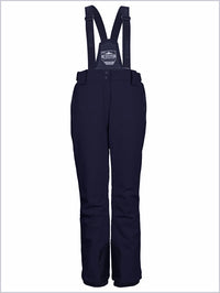Womens insulated ski pants with braces - black-blue