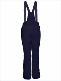 Womens insulated ski pants with braces - black-blue