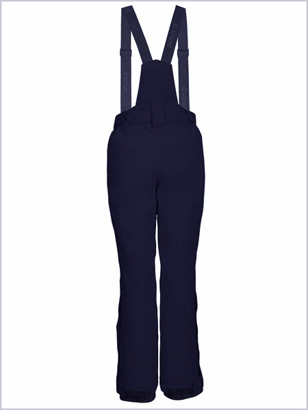Womens insulated ski pants with braces - black-blue