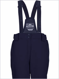 Womens insulated ski pants with braces - black-blue