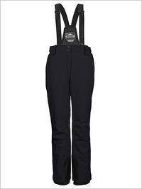 Womens insulated ski pants with braces - black (larger sizes)