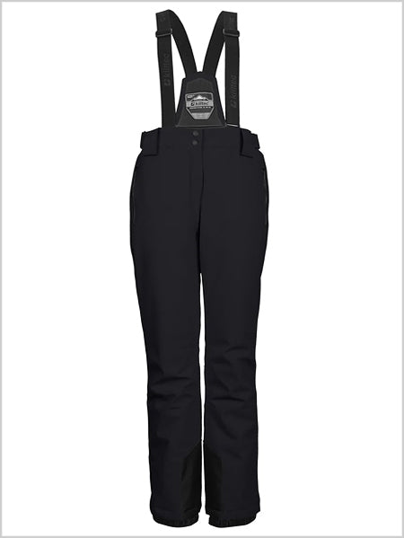 Womens insulated ski pants with braces - black (larger sizes)