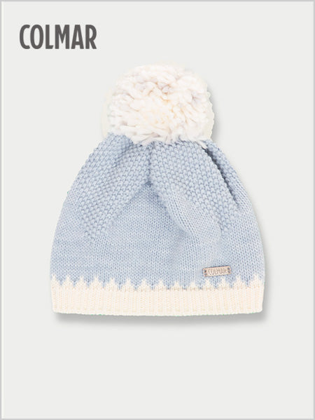Angelic blue pom pom hat
