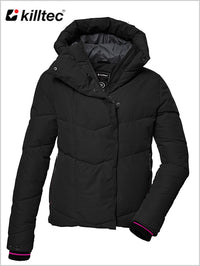 Asymmetrical quilted ski jacket - Black  (size 14-16)