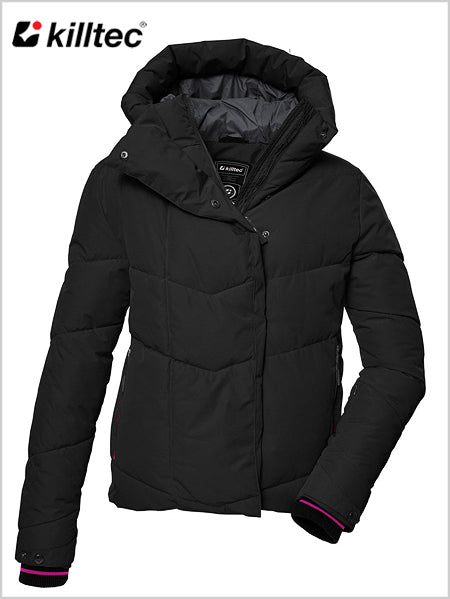 Asymmetrical quilted ski jacket - Black  (size 14-16)
