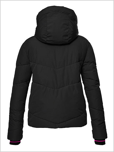 Asymmetrical quilted ski jacket - Black  (size 14-16)