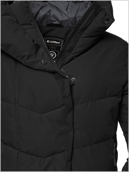 Asymmetrical quilted ski jacket - Black  (size 14-16)