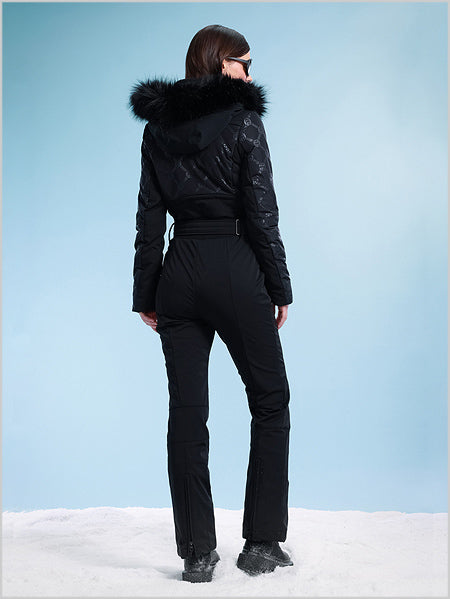 Embossed black one-piece suit