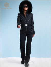 Embossed black one-piece suit