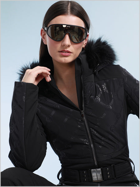 Embossed black one-piece suit