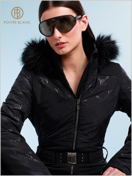 Embossed black one-piece suit