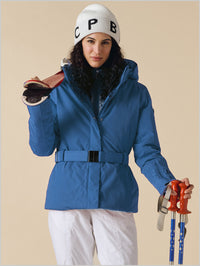 Emily stretch ski jacket with faux fur trim - Twilight Blue