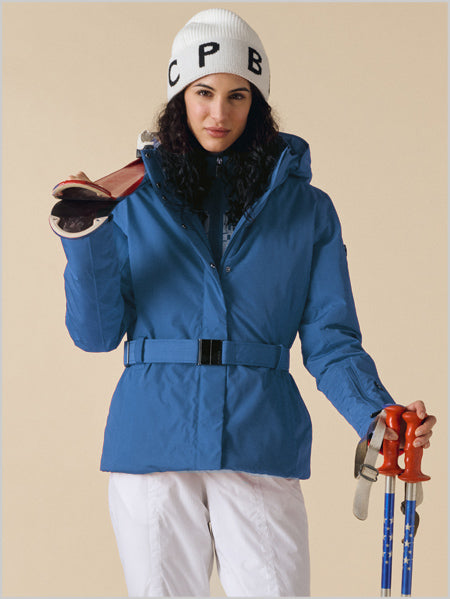 Emily stretch ski jacket with faux fur trim - Twilight Blue