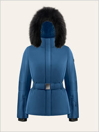 Emily stretch ski jacket with faux fur trim - Twilight Blue