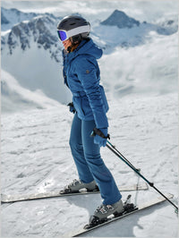 Emily stretch ski jacket with faux fur trim - Twilight Blue
