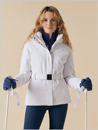 Emily stretch ski jacket with faux fur trim - White
