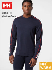 Mens - HH Merino Lifa crew top - Navy / red detail