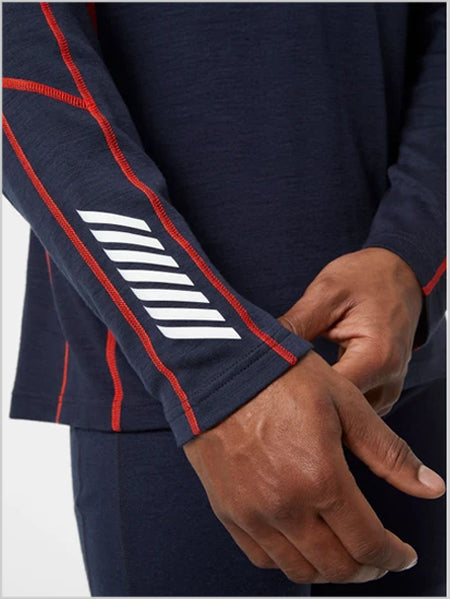 Mens thermals - merino crew top navy