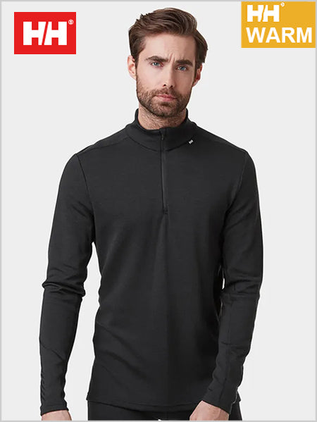 Mens - HH Merino Lifa 1/2 zip top - Black