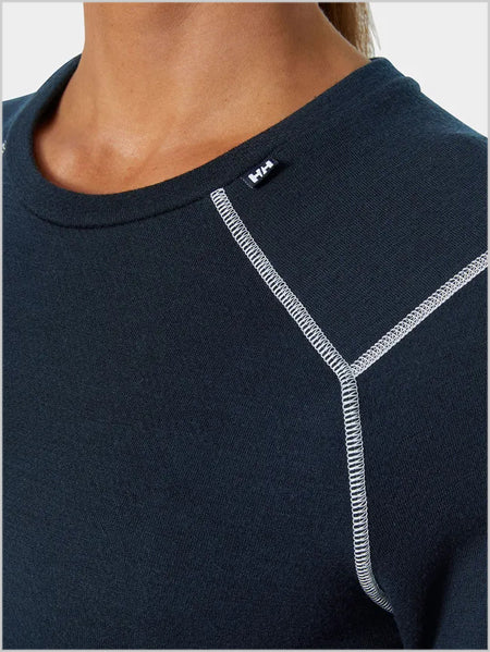 HH Womens Merino Lifa crew top - Navy