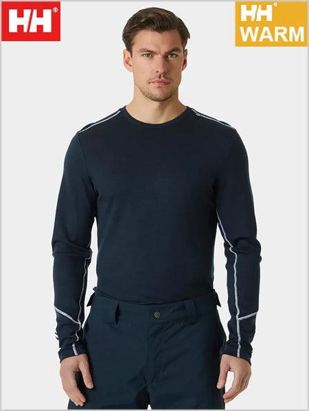 Mens - HH Merino Lifa crew top - Navy