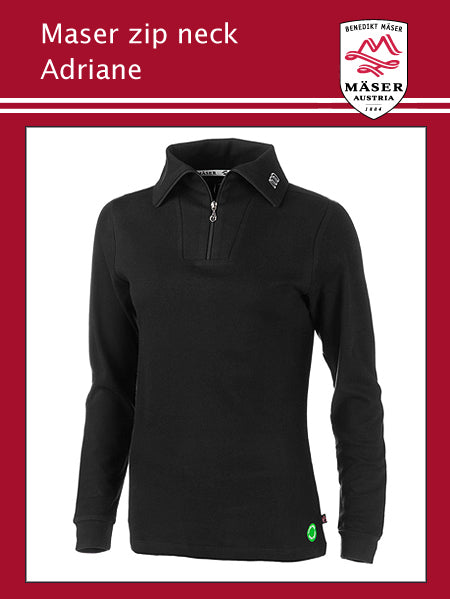 Maser Womens Adriane zip neck top - Black