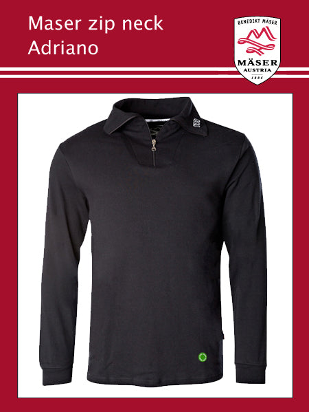 Maser Adriano mens zip neck top - Black