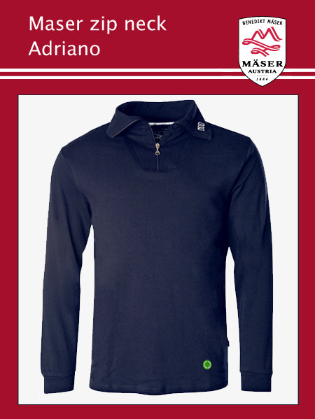 Maser Adriano mens zip neck top - Dark Navy