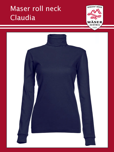 Maser Womens Claudia roll neck - Navy (larger sizes)