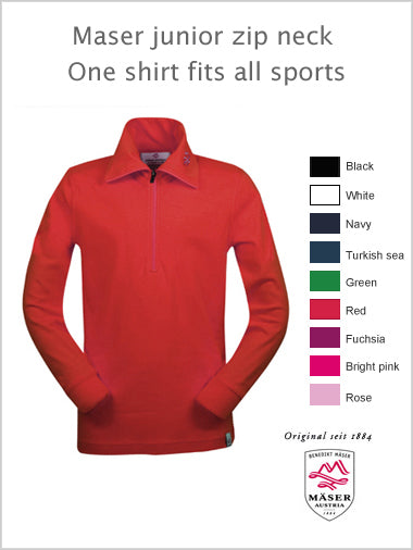 Maser zip neck top (unisex) -  (age 6 - various colours)