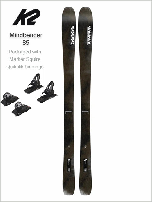 Mindbender 85 skis and Squire 10 Quikclick bindings