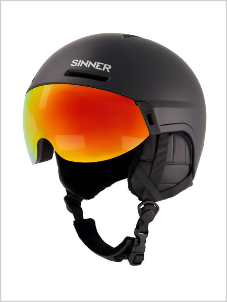 Montblanc visor helmet - Matte Black (Red Mirror Visor)