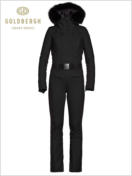 Parry faux fur one-piece suit - black