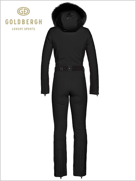 Parry faux fur one-piece suit - black