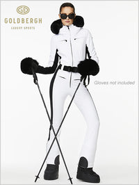 Parry faux fur one-piece suit - white