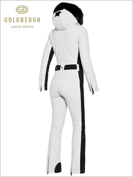 Parry faux fur one-piece suit - white